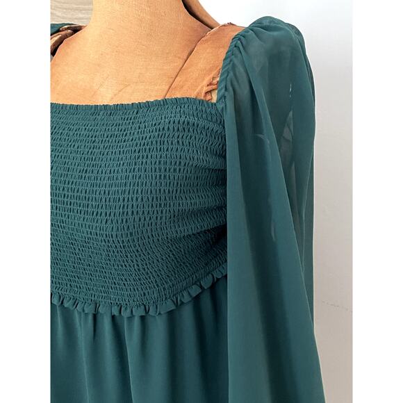 Aritzia Wilfred Sz S Tempest Dress Square Neck Sheer Holiday Party Romantic Airy - Picture 7 of 13